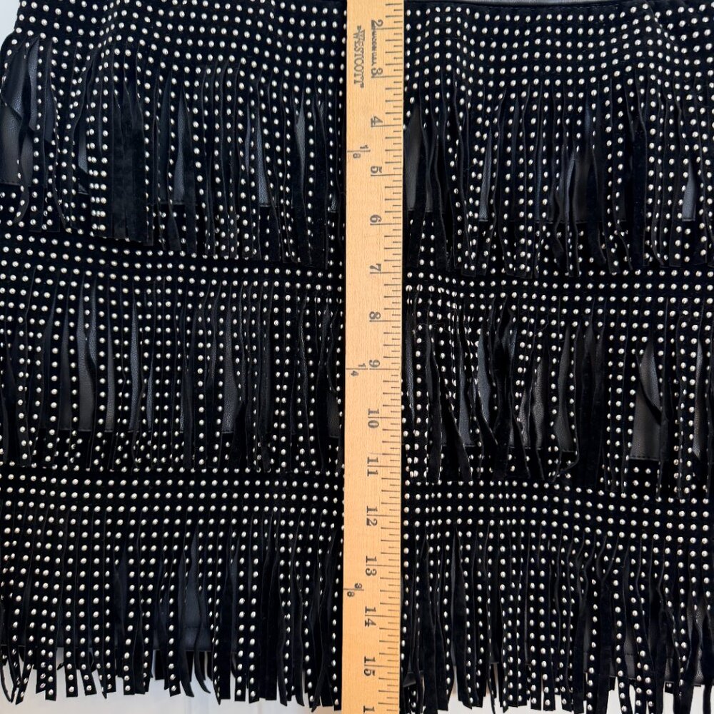 Sincerely Jules Studded Fringe Mini Skirt Black NWT Size Medium - Picture 7 of 10